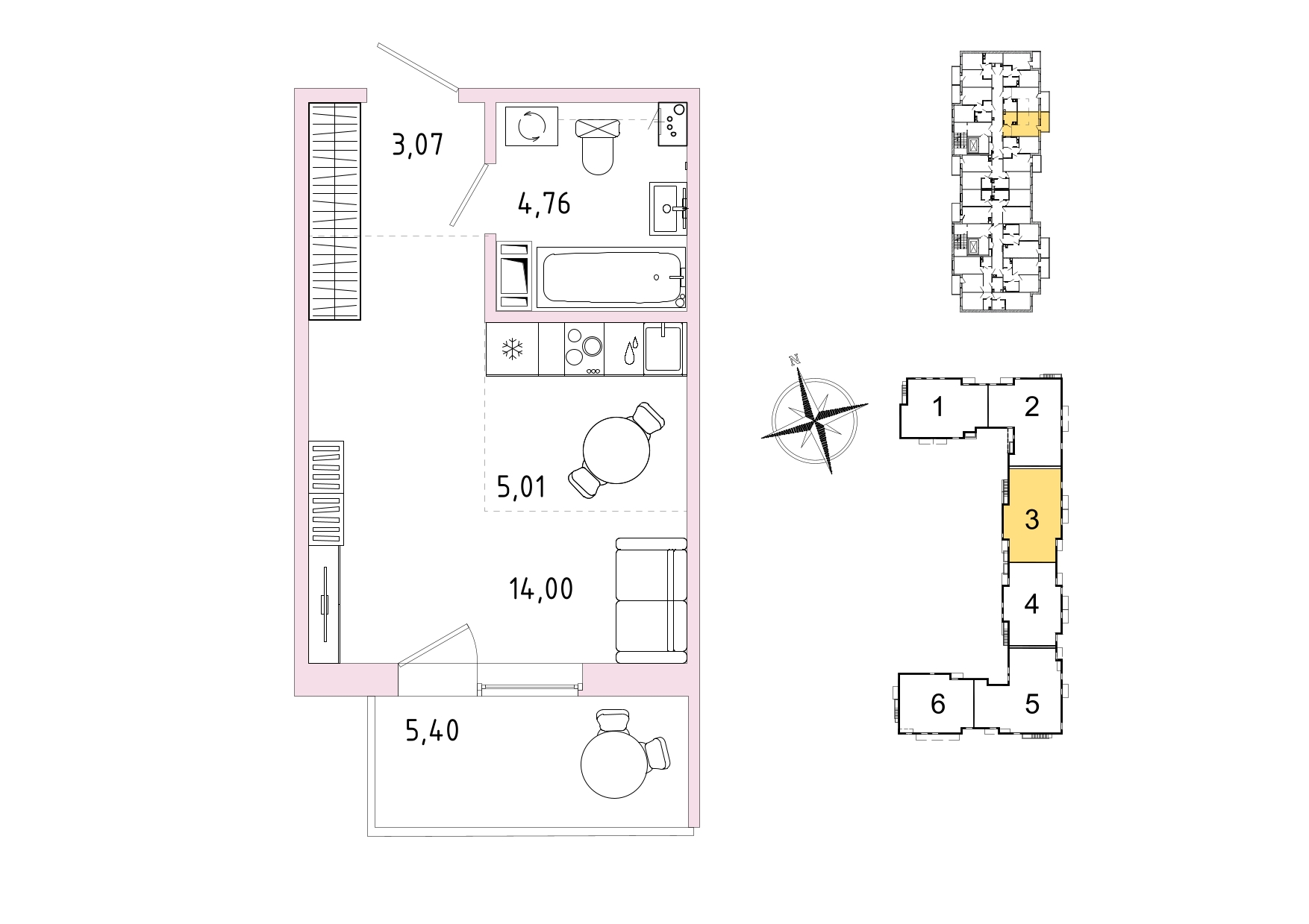 Студия, 28.46 м², 7 / 9 эт. 