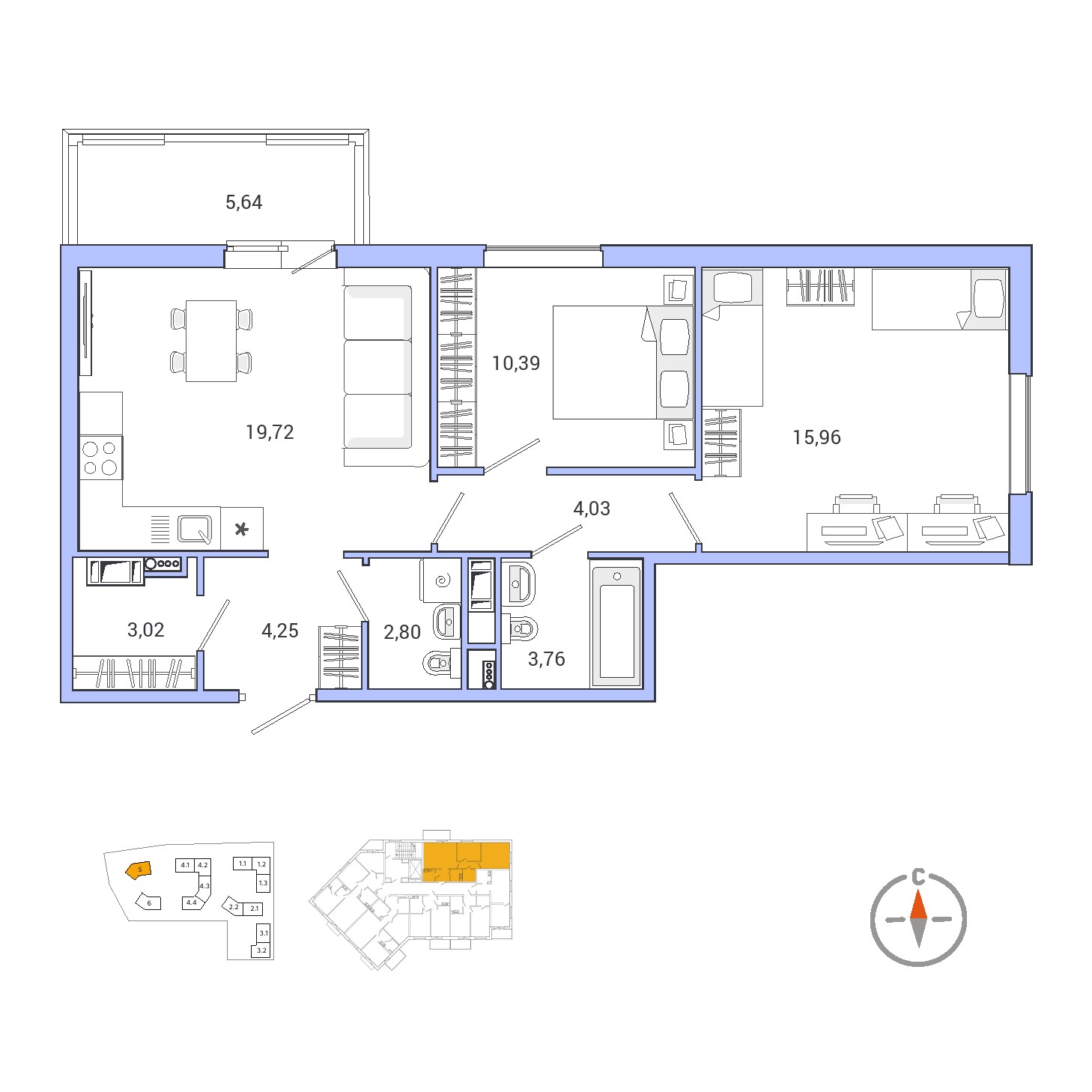 2-комнатная, 67.15 м², 6 / 10 эт. 