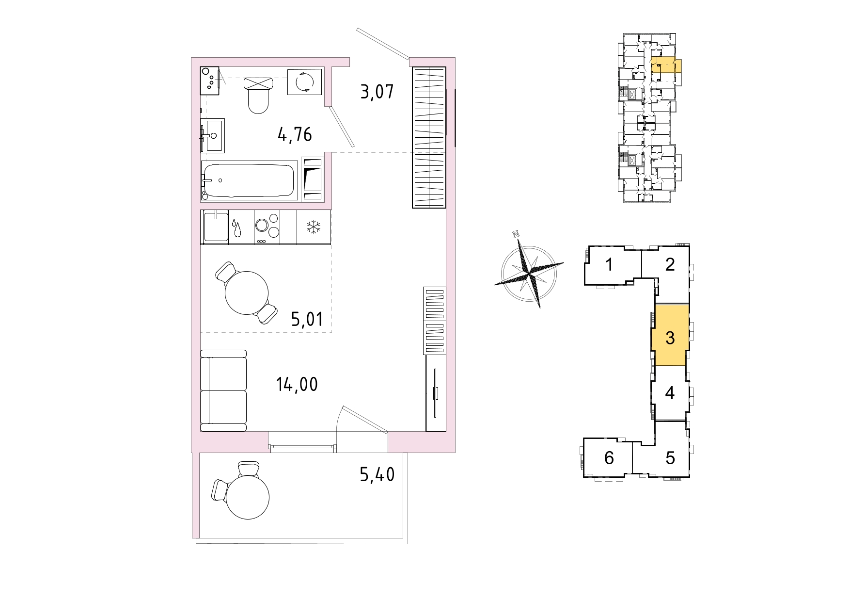 Студия, 28.46 м², 5 / 9 эт. 